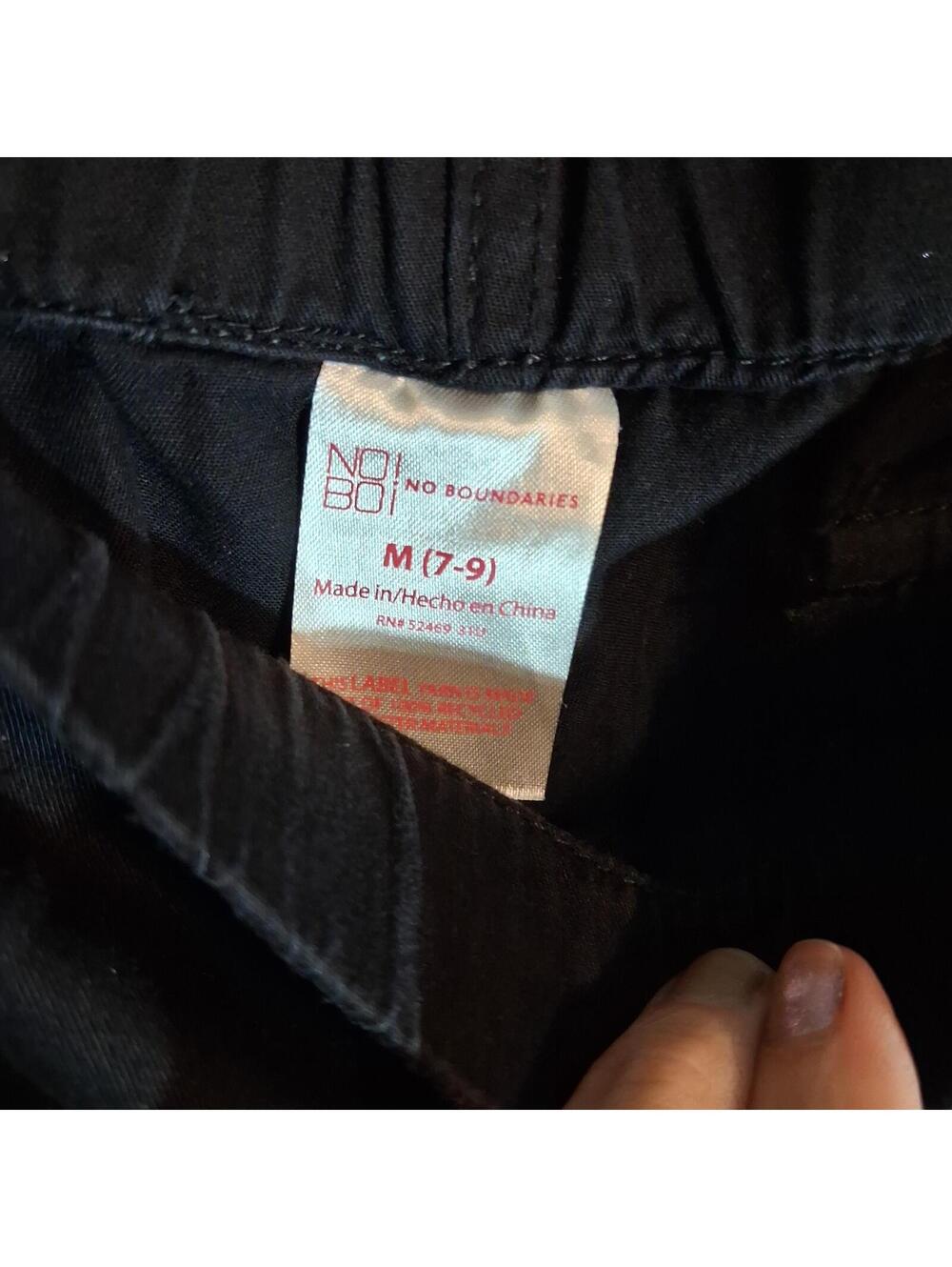 No Boundaries Black Cargo Jogger Pants M (7-9) Elastic Waist Drawstring - Picture 7 of 9